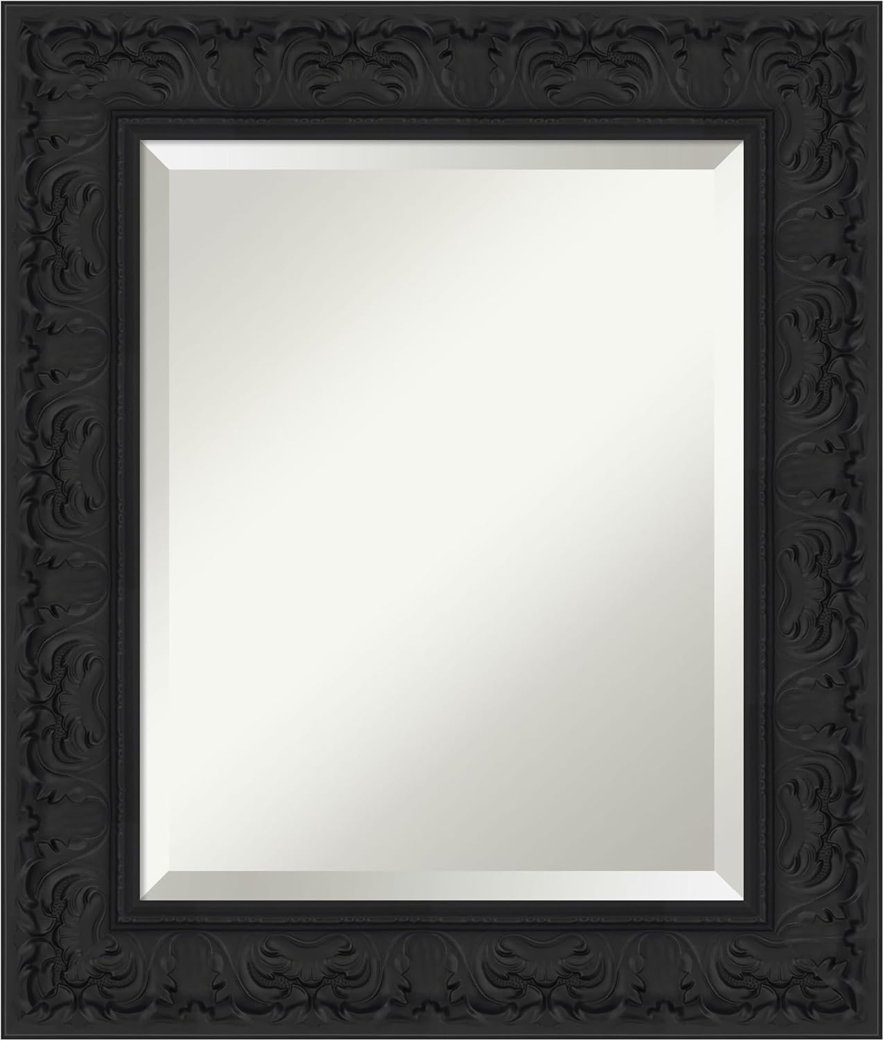 Amanti Art Black Bathroom Mirror for Over Sink, 27x23 Luxe Black Rectangle Vanity Mirror, Small Traditional Frame, Hangs Horizonally and Vertically, Bathroom Wall Decor, Beveled Edge