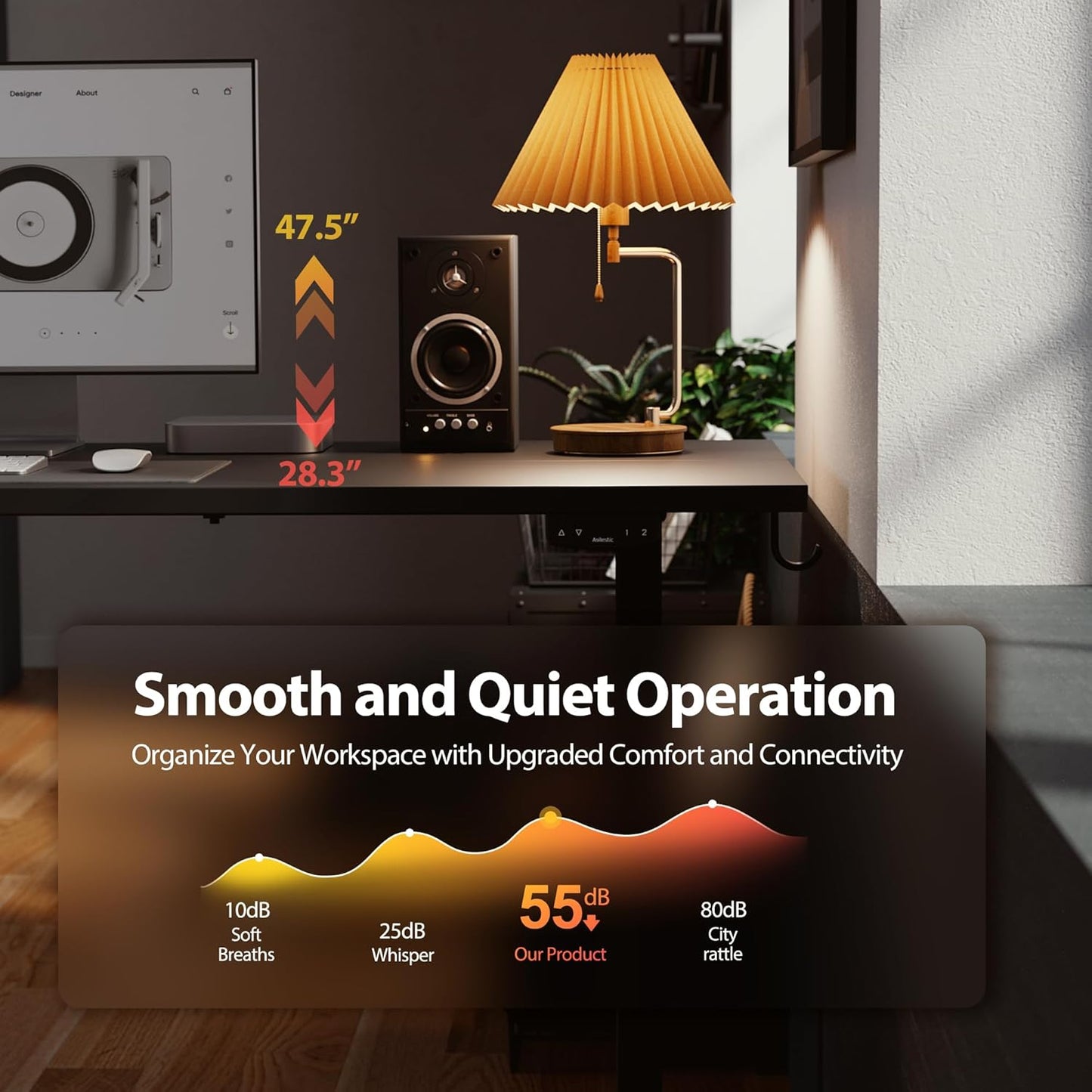 Agilestic Electric Standing Desk, L-Shaped 55 Inches Height Adjustable Desk, Sit and Stand up Desk for Work Office Home, Ergonomic Rising Computer Table for Home Office with Splice Board, Black