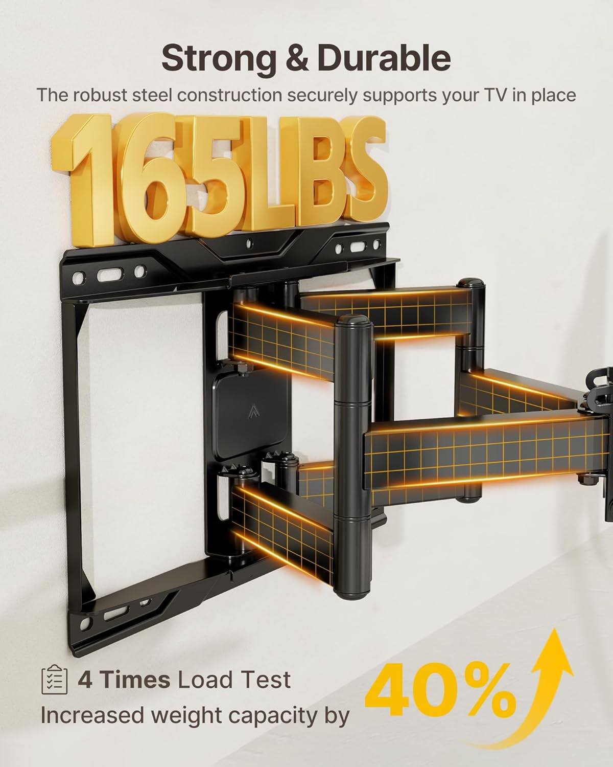 monTEK Heavy Duty TV Wall Mount for 37-90 inch TV up to 165lbs, 4X Load Tested, Full Motion with Dual Articulating Arms, Tool-Free Tilt, Swivel & Extend, VESA 200x100 to 600x400, Fits 12“/16" Studs