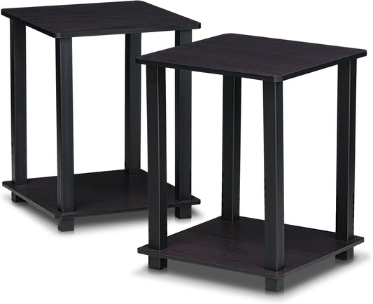 Furinno Simplistic Set of 2 End Table, Dark Walnut