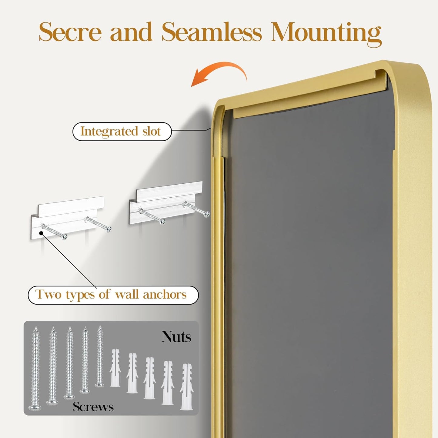 36×36 Gold Bathroom Mirror, Rectangular Bathroom Vanity Mirror for Wall with Rounded Corners & Aluminum Alloy Frame, Tempered-Glass, Modern, Farmhouse, Horizontal/Vertical, Entryway, Bedroom