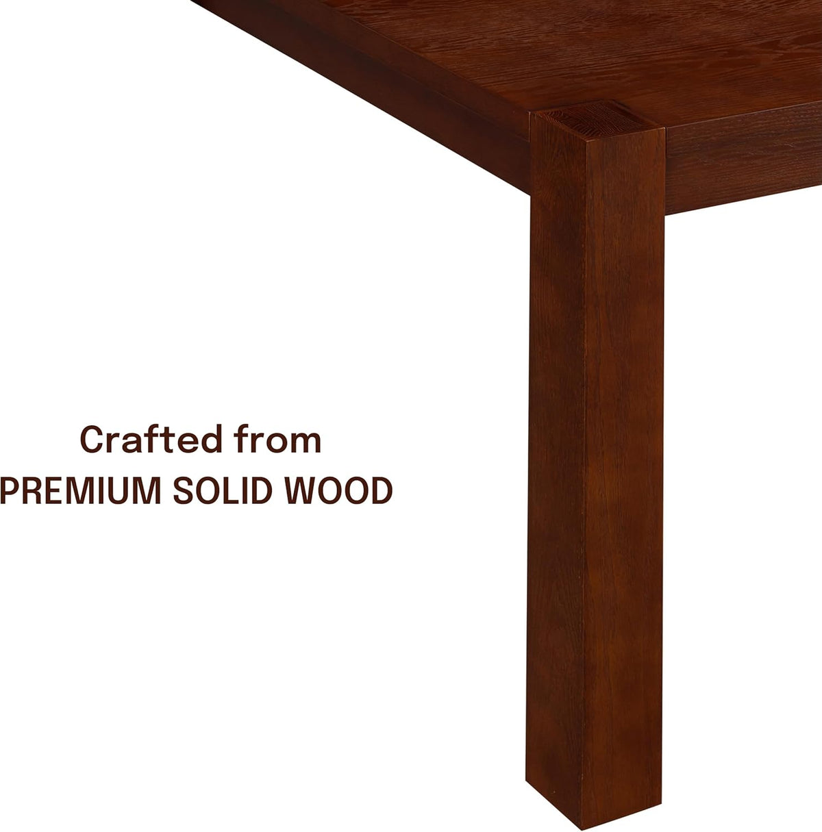 NTC Block 55 Inch Modern Farmhouse Dining Table, Rectangular Dinner Table for Dining Room, Living Room Furniture, Effortless Assembly, Dark Walnut