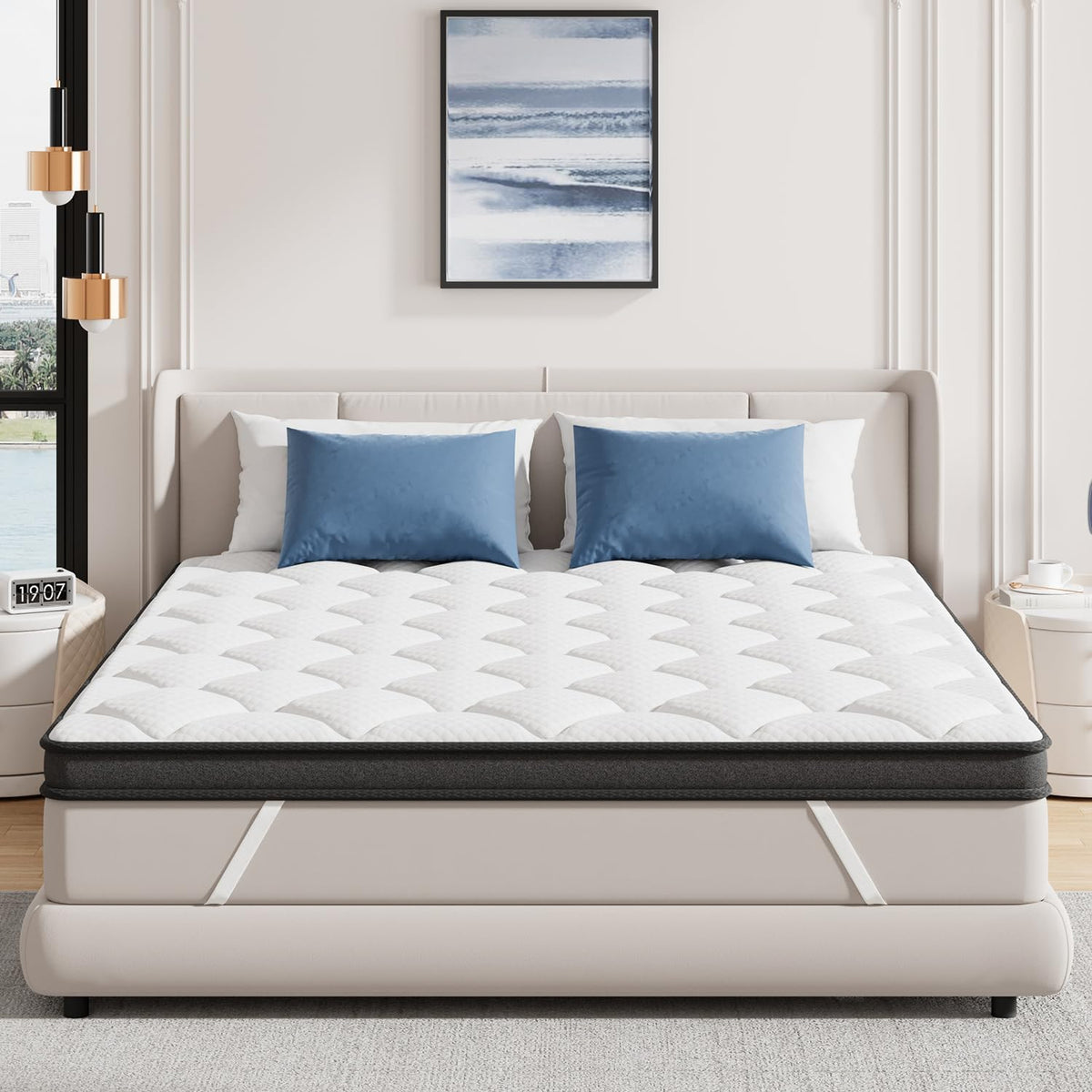 ELEMUSE 3 Inch King Size Memory Foam Mattress Topper, High Density Gel Foam Bed Toppers with Cooling Pillowtop for Back Pain Relief, Medium Firm Mattress Pad for Comfort Body Support