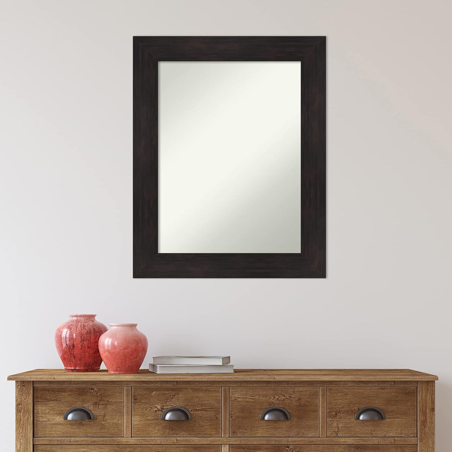 Amanti Art Silver Bathroom Mirror for Over Sink, 26x20 Florence Silver Rectangle Vanity Mirror, Medium Casual Frame, Hangs Horizonally and Vertically, Bathroom Wall Decor, Non-Beveled Edge