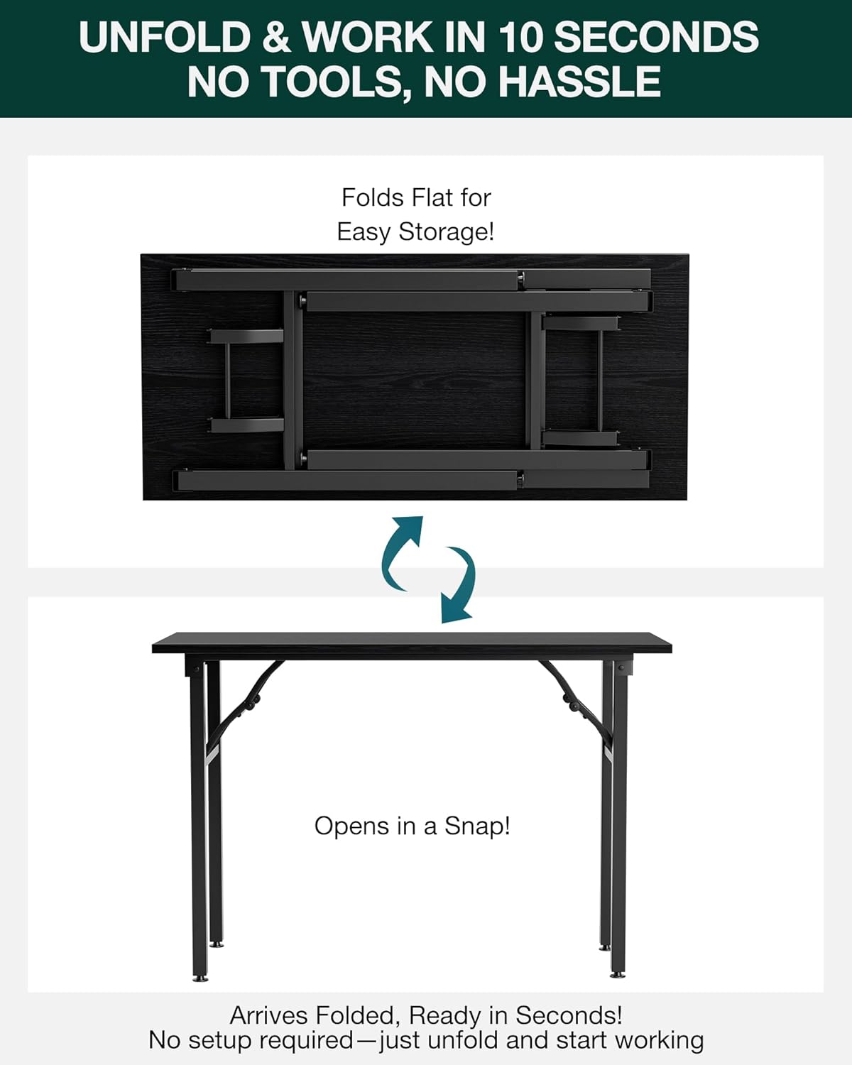 Frylr Small Folding Computer Desk – Portable 43.3 Inch Foldable Laptop Table, Collapsible and Compact for Easy Storage and Fast Setup, Lightweight for Small Spaces, Craft and Study Use, Dark Oak