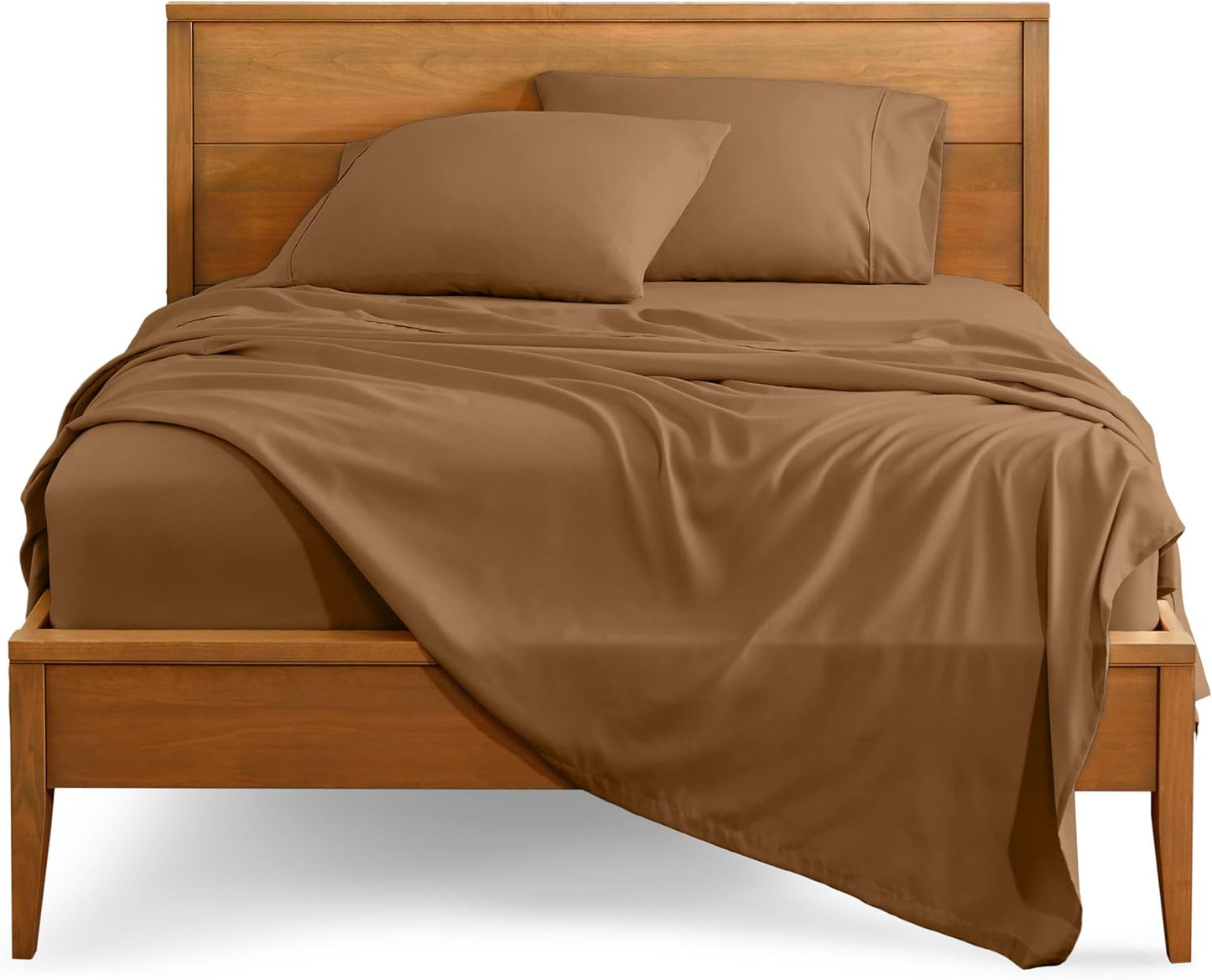 Bare Home Queen Sheet Set - Luxury 1800 Ultra-Soft Microfiber Bed Sheets - Double Brushed - Deep Pockets - Easy Fit - 4 Piece Set - Bedding Sheets & Pillowcases (Queen, Caramel)