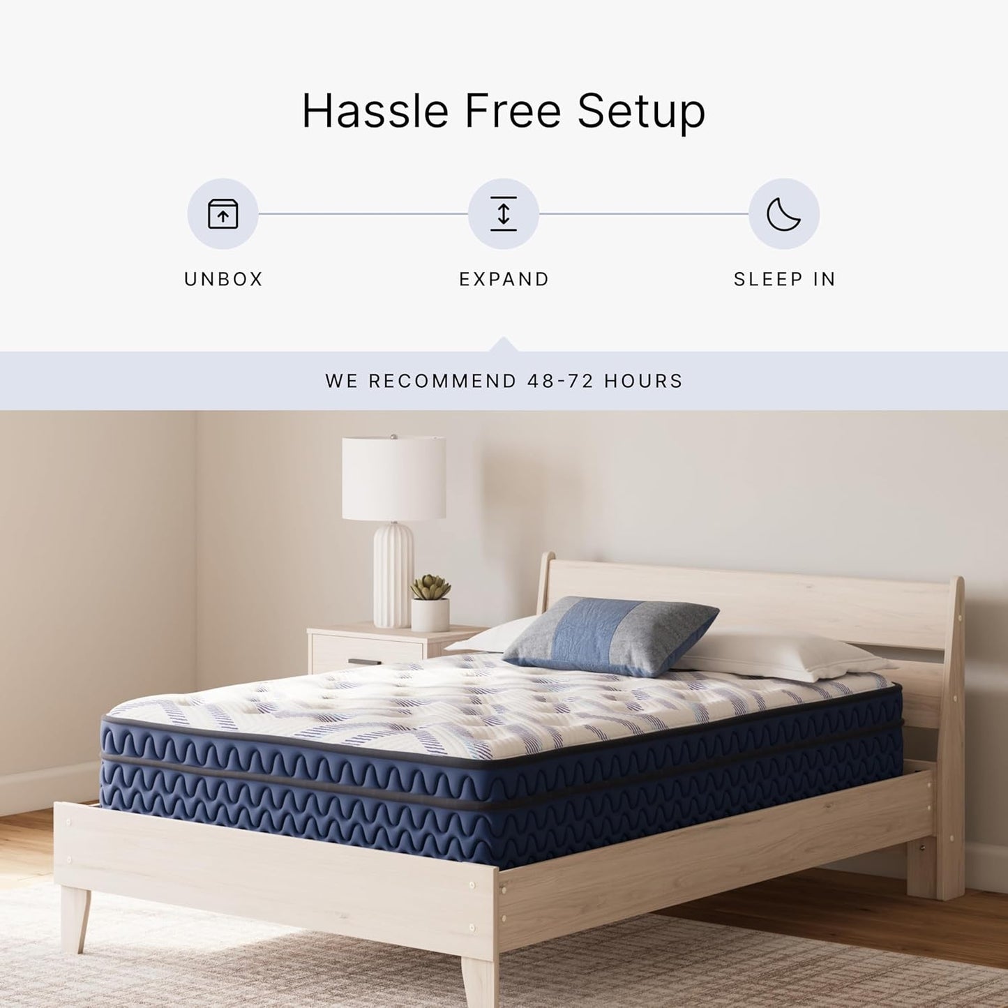 Signature Design by Ashley King Size Stack 12 Inch Hybrid Medium Plush Cooling Gel Infused Memory Foam Mattress for Pressure Relief, Fiberglass Free, Mattress in A Box