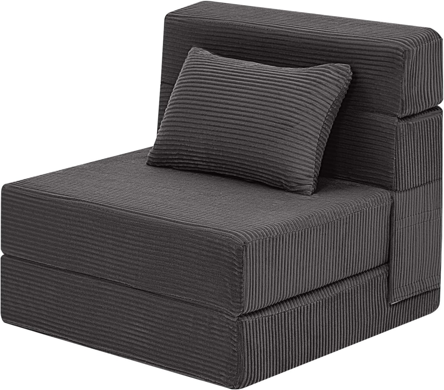 MeMoreCool Boneless Folding Sofa Bed Single, Corduroy Convertible Sleeper Chair, Foldable Foam Mattress Chair, Comfy Fold‑Out Futon Couch Bed, Small Floor Sofa Couch for Living‑Room Guest