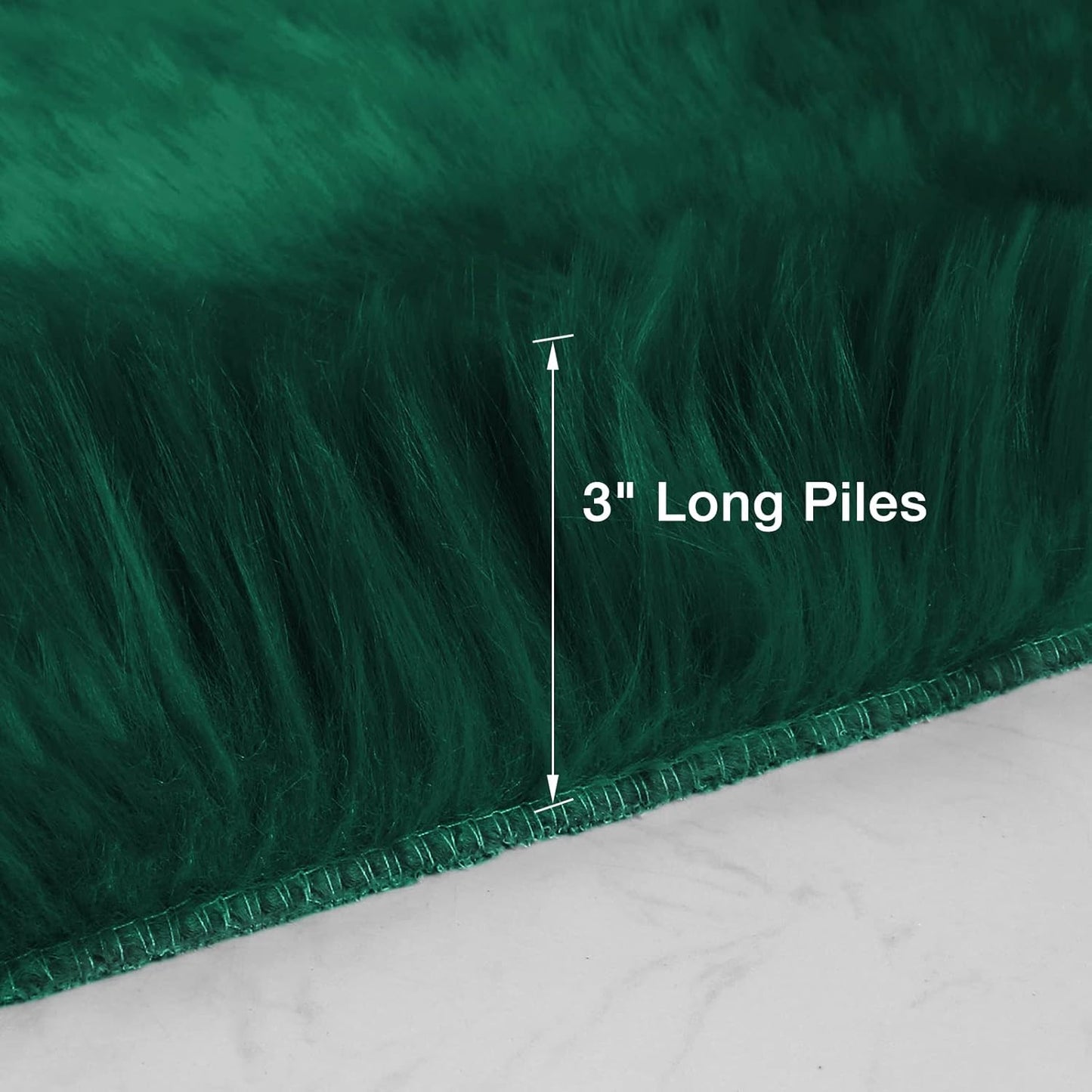duduta Emerald Green Faux Fur Rug 3x5 ft, Fluffy Shag Rectangular Sheepskin Rug for Bedroom Nursery Living Room Dorm Washable