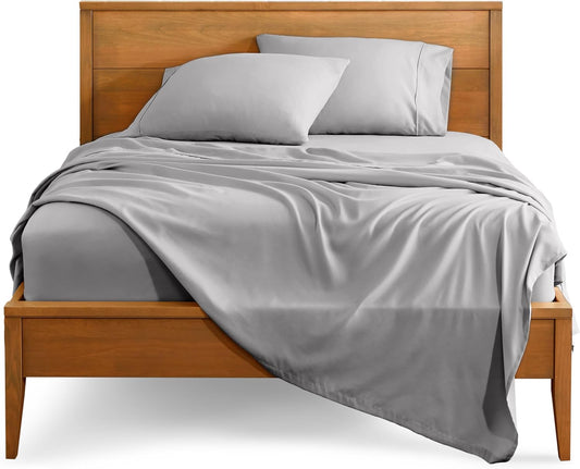 Bare Home Split King Sheet Set - 1800 Ultra-Soft Microfiber Bed Sheets - Double Brushed - Deep Pockets - Easy Fit - 5 Piece Set - Bed Sheets & Pillowcases (Split King, Light Grey)