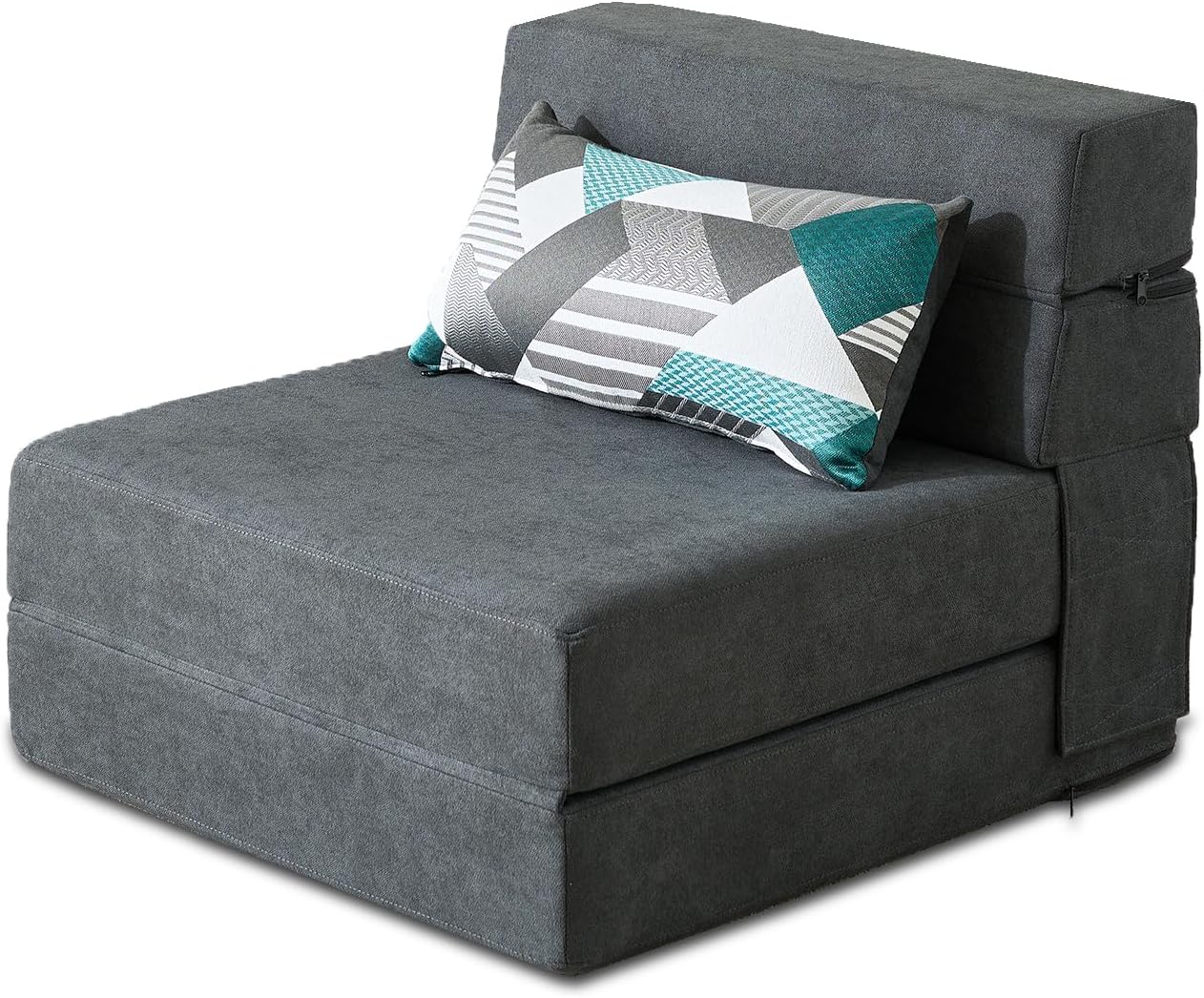 Folding Sofa Bed Single Size with Pillow Memory Foam Convertible Sleeper Chair Floor Couch Futon Lazy for Living Room/Home Office/Guest Beds/Apartment/Upstairs Loft,Dark Gray