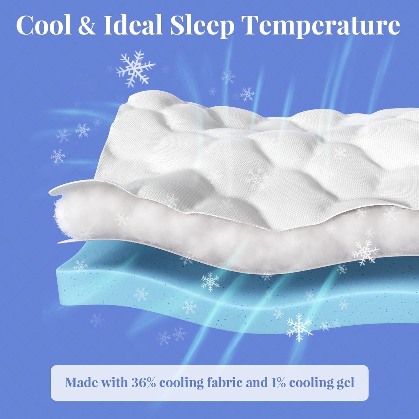 OhGeni Cooling 4 inch Dual Layer Twin XL Mattress Topper for College Dorm Room Essentials, 2 inch Gel Memory Foam, 2 inch Down Alternative Pillow Top Pad, Mattresses Cover for Bed, 6”-19” Deep Pocket