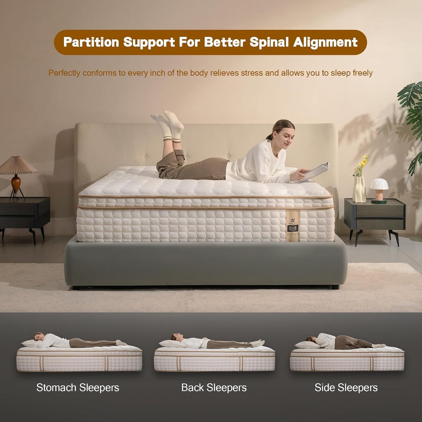 Queen Mattress,14 Inch Queen Size Mattresses in a Box,Medium Firm Queen Hybrid Mattress,with Memory Foam and Individual Pocket Spring for Motion Isolation & Silent Sleep&& Pressure Relief，80" x 60"