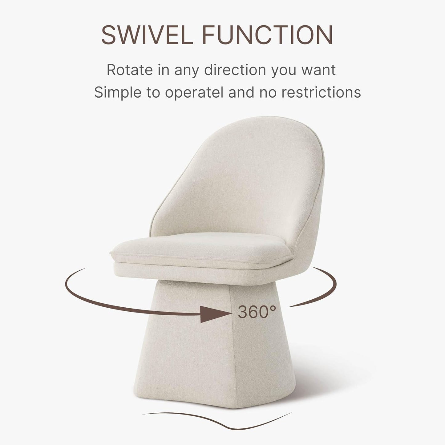 Swivel Dining Chairs Modern Desk Chair Upholstered Linen Fabric Side Chair for Kitchen Dining Room Bedroom,Linen,4 Box