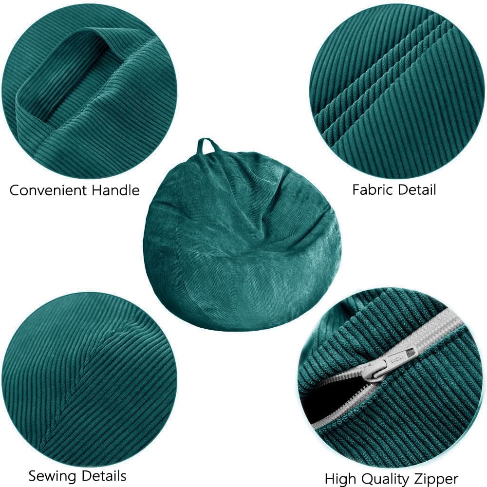 Kisoy Bean Bag Chair Cover (No Filler) Stuffed Animal Storage Bean Bag Cover Pets Dogs/Cats Lazy Beds. Washable Ultra Soft Corduroy Stuffed for Organizing Plush Toys or Textile, Sack Bean Bag