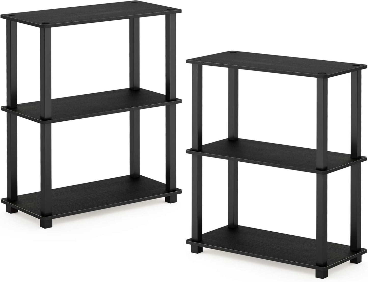Furinno Turn-S-Tube 3-Tier Compact Multipurpose Shelf 2-Pack Americano/Black