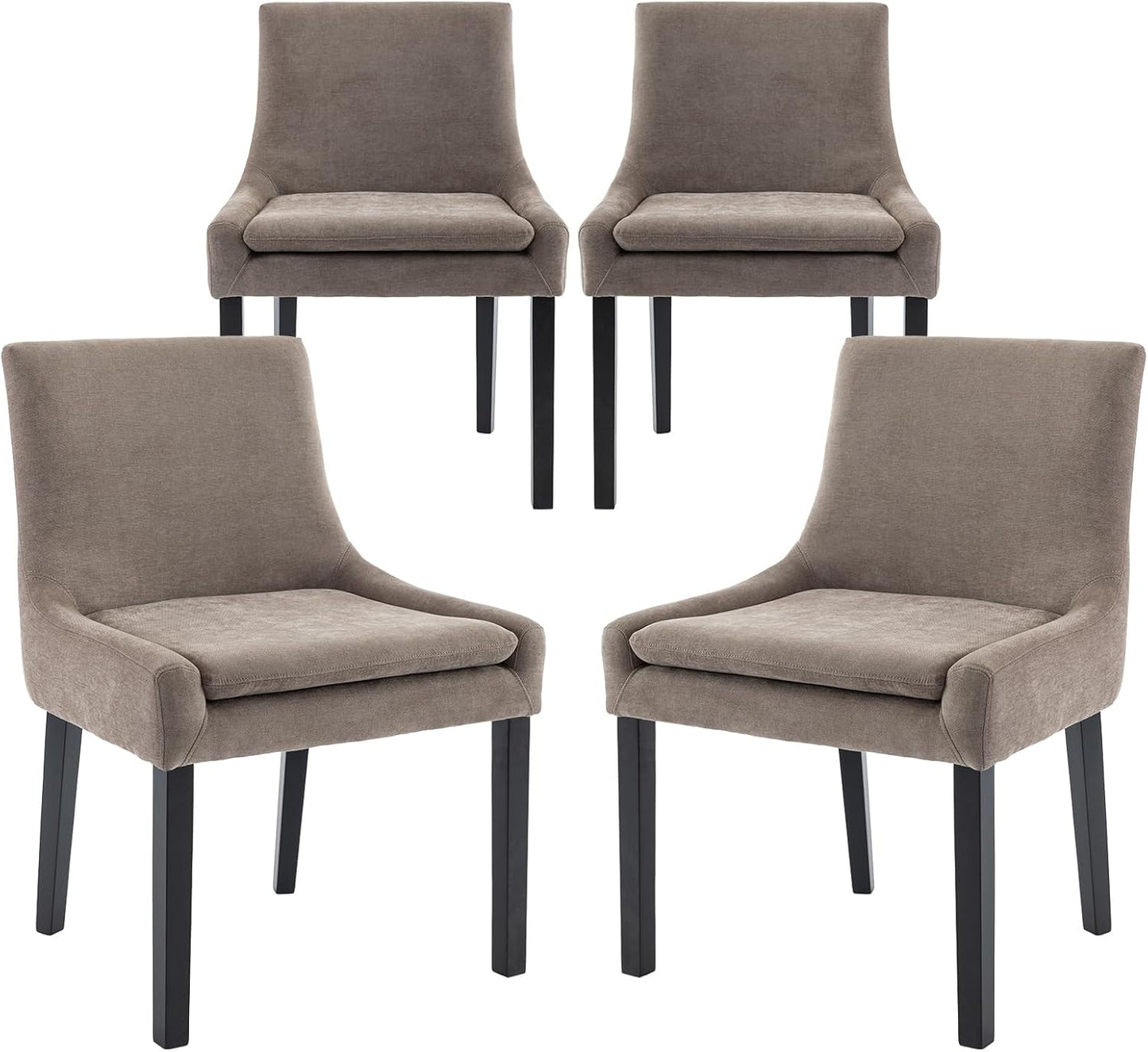 COLAMY Modern Dining Chairs Set of 4, Upholstered Corduroy Accent Side Leisure Chairs with Mid Back and Wood Legs for Living Room/Dining Room-Camel