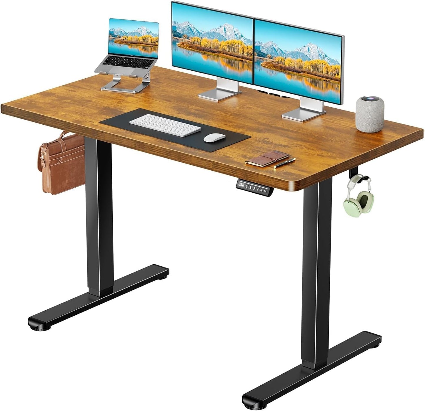 Marsail Electric Standing Desk with One-Piece Desktop,48 x 30 inch Height Adjustable Office Gaming Computer Desk with Deeper Tabletop,Home Office Stand up Desk with 4 Memory Presets, table for Bedroom