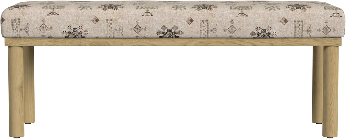 HomePop Oslo Decorative Bench -Cream Contemporary Global Pattern