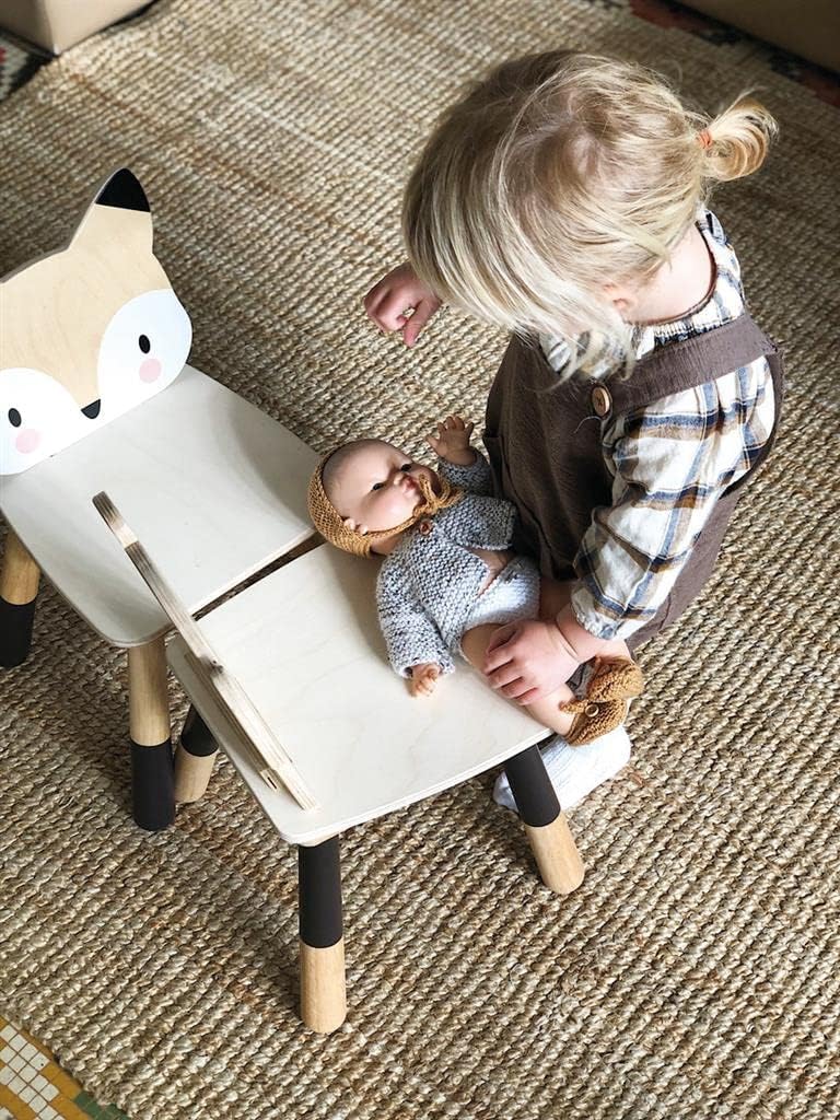 Tender Leaf Toys - Forest Table and Chairs Collections - Adorable Kids Size Art Play Game Table and Chairs - Made with Premium Materials and Craftsmanship for Children 3+ (Forest Fox Chair)