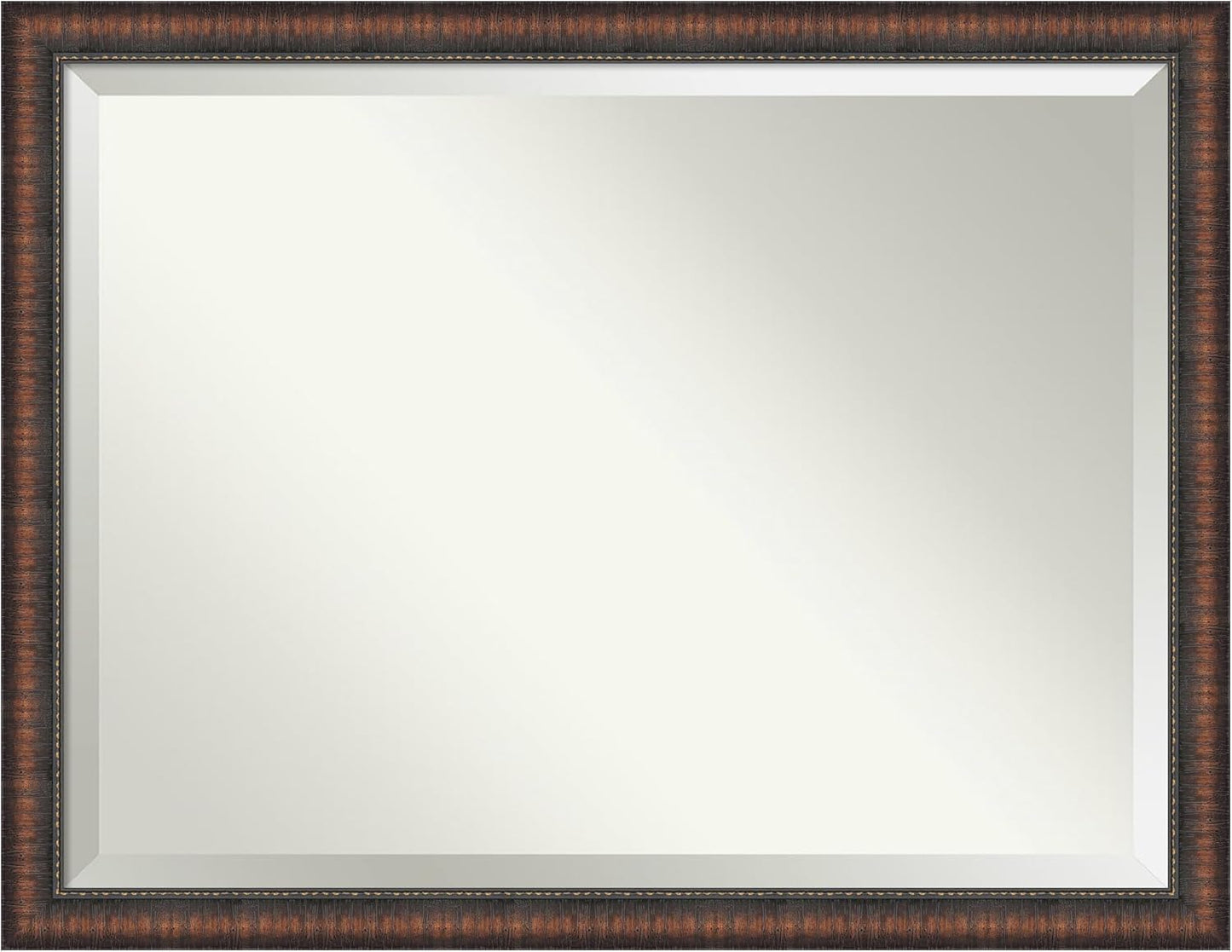 Amanti Art Brown Bathroom Mirror for Over Sink, 34x44 Caleb Brown Rectangle Vanity Mirror, X-Large Rustic Farmhouse Frame, Hangs Horizonally and Vertically, Bathroom Wall Decor, Beveled Edge