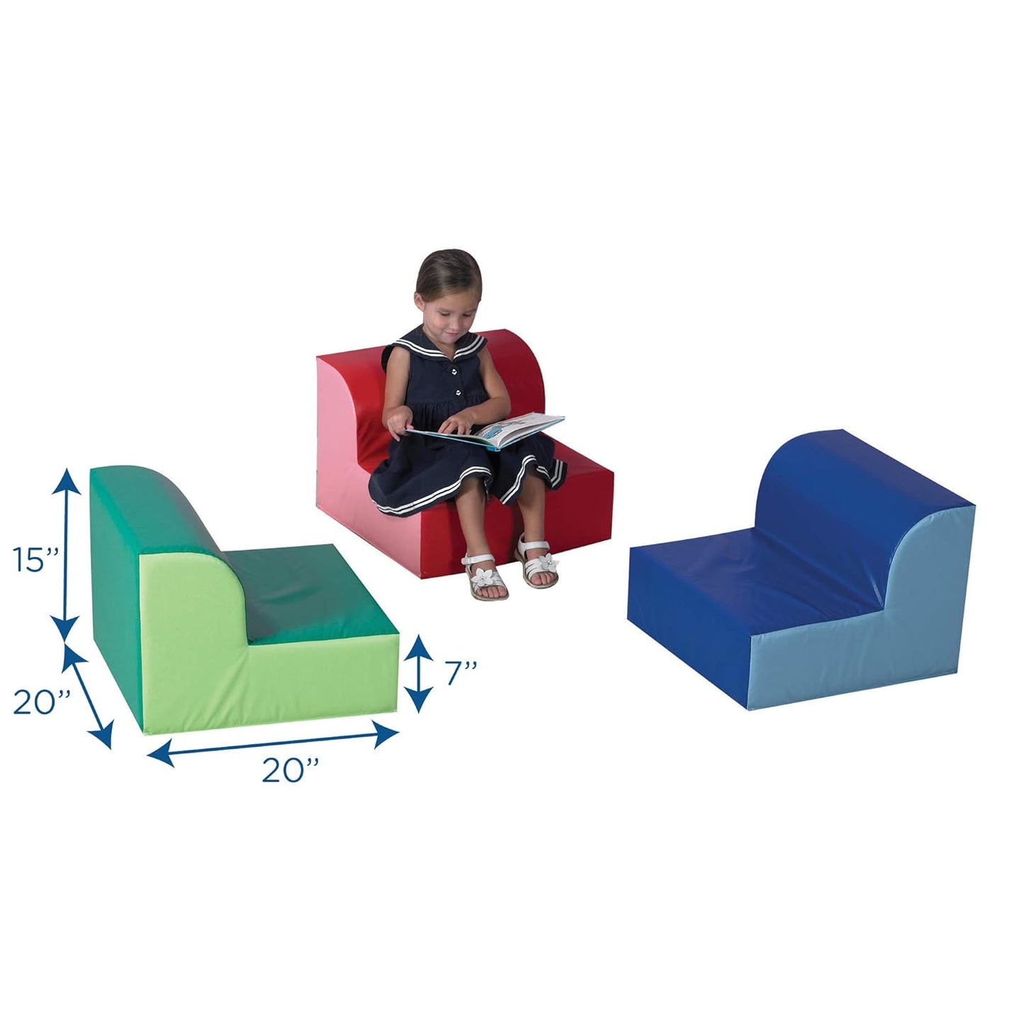 Children's Factory Library Chair, Blue, CF322-386, Flexible Seating Classroom Furniture, Kids Reading Nook & Playroom Chairs for Toddler Girls & Boys