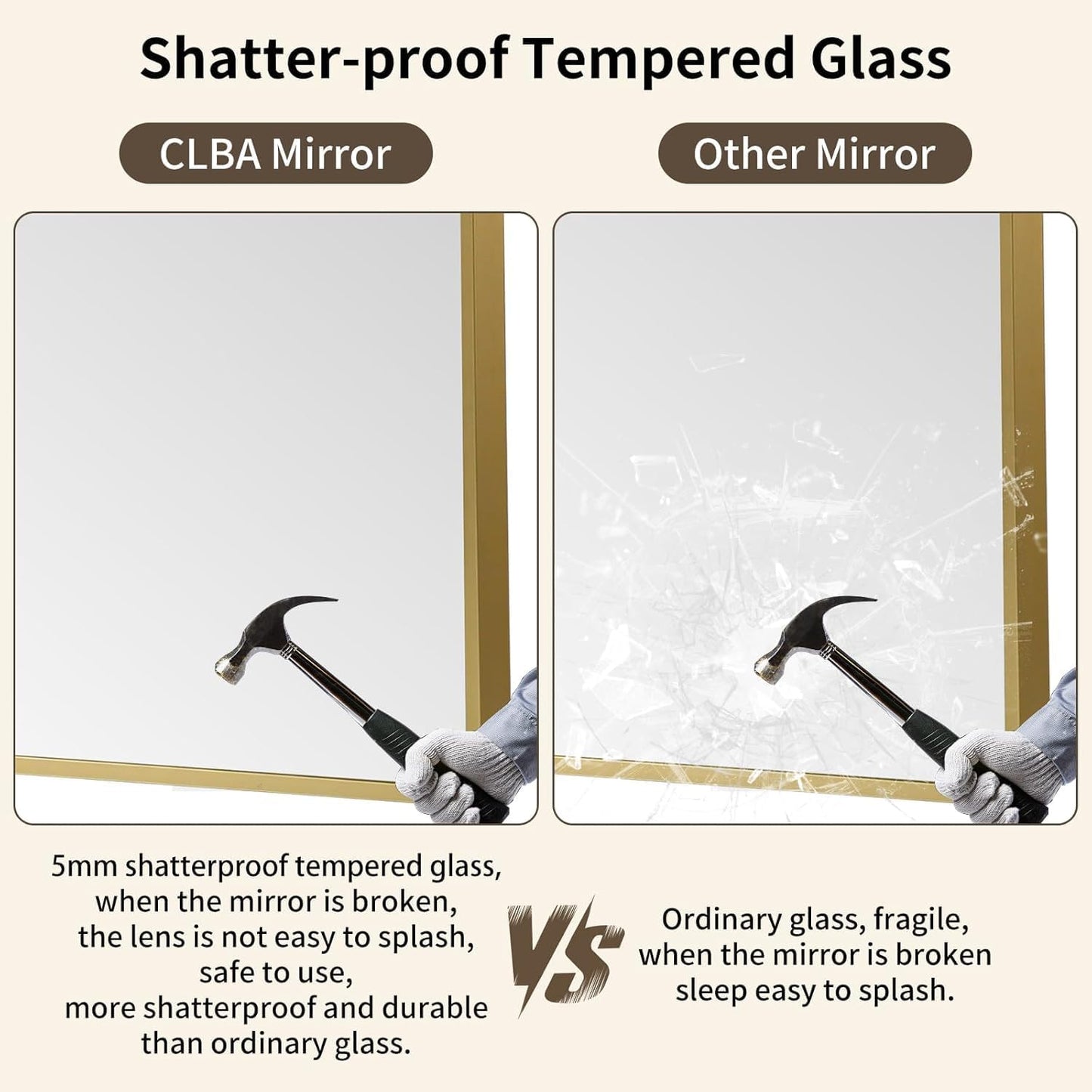Gold Bathroom Mirror, 30x36 Inch Aluminum Frame Rectangle Mirror, Anti-Rust, Tempered Glass, Wall Mirror for Over Sink, Vanity, Bedroom, Entryway, Horizontal/Vertical