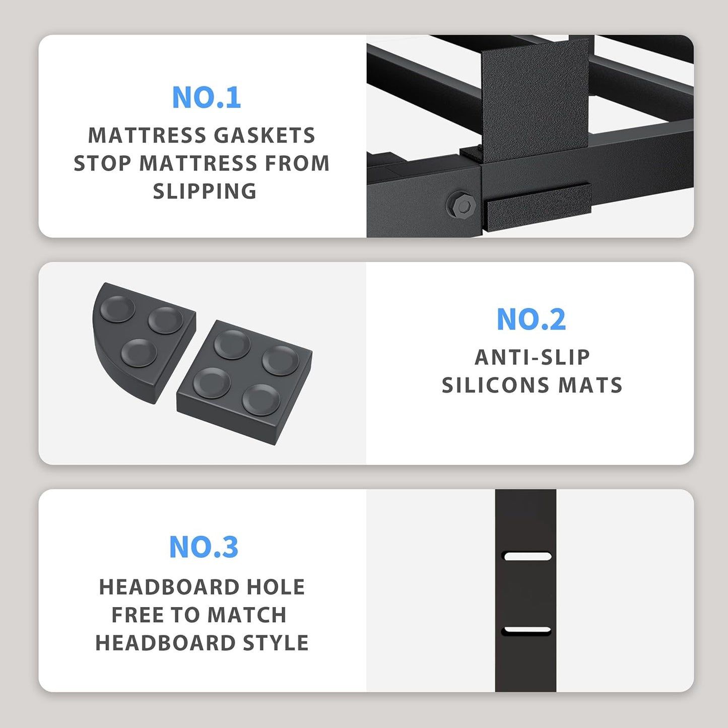 18 Inch King Size Bed Frame, 3500Lbs Heavy Duty Metal Platform with Round Corner Legs Mattress Slide Stopper, Steel Slat Support No Box Spring Needed, Noise Free, Non-Slip, Easy Assembly