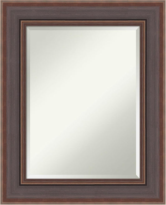 Amanti Art Brown Wall Mirror 32x26 Moab Brown Bronze Rectangle Bathroom Mirror for Wall Decor Living Room, Medium Modern Frame, Hangs Horizonally and Vertically, Bathroom Decor, Beveled Edge