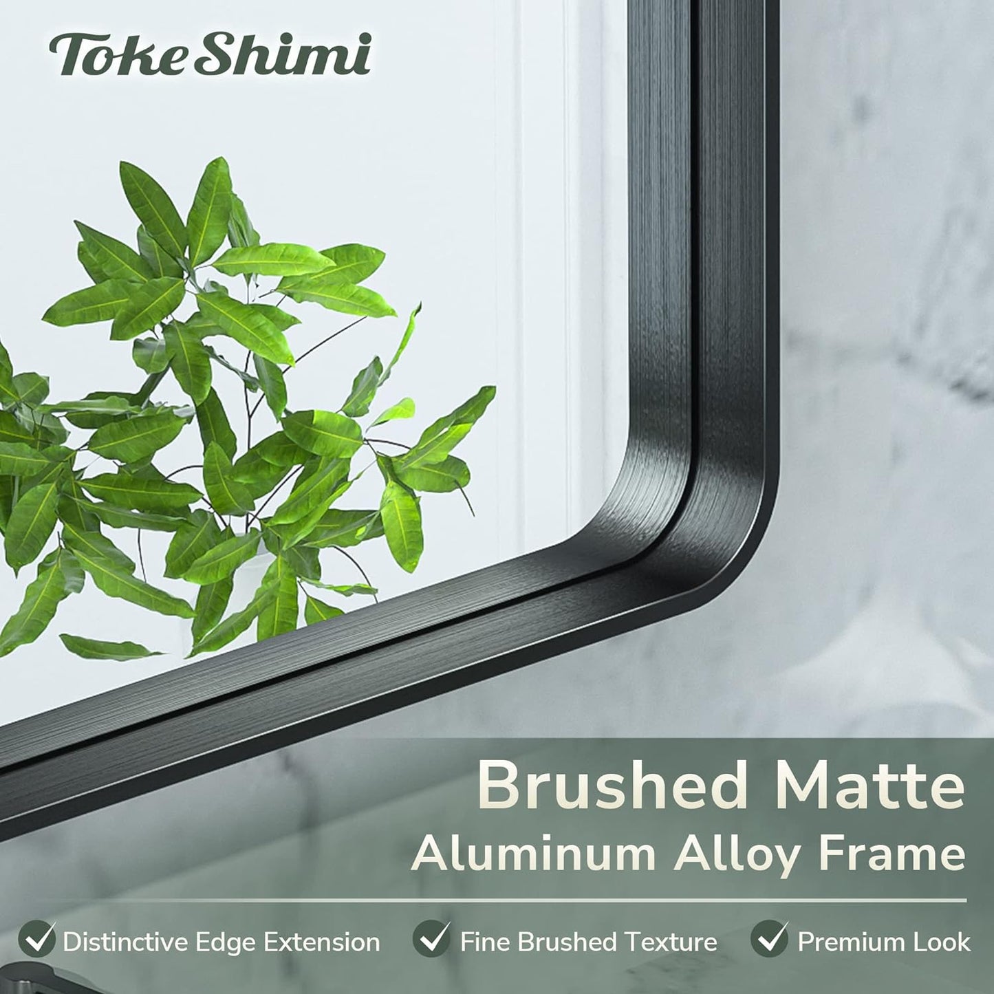 TokeShimi Black Bathroom Mirror for Wall Vanity Mirror with Non-Rusting Aluminum Alloy Brushed Matte Metal Frame for Modern Minimalist Farmhouse Home Decor (Horizontal/Vertical) (60 x 30 Inch)