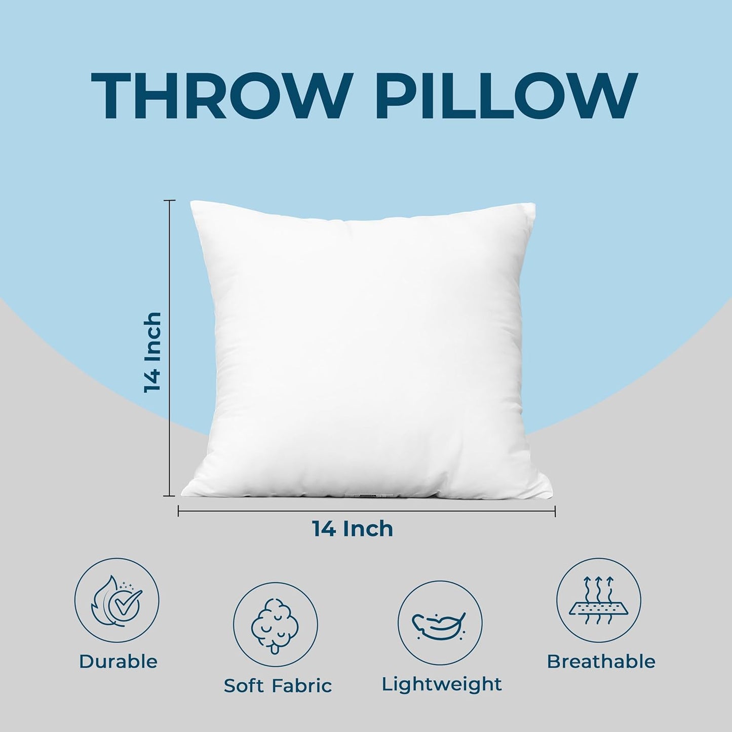 Utopia Bedding Throw Pillows (Set of 4, White), 14 x 14 Inches Pillows for Sofa, Bed and Couch Decorative Stuffer Pillow