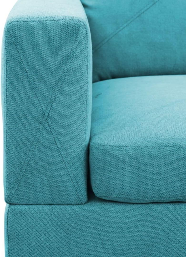 Light Blue L-Shaped 3-Piece Linen Sofa with Storage Ottoman Set, Sectional Couch Sofa Set for Living Room, Office, Small Space