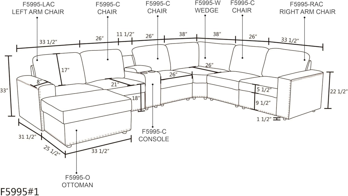 Sectional Couch Sofa with Ottoman Living Room Ottoman, U-Shaped Modern Couches for Living Room, Bedroom, Office