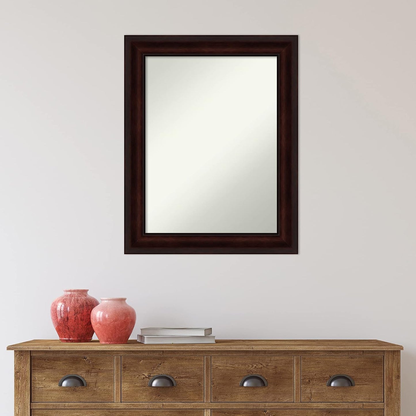 Amanti Art Silver Bathroom Mirror for Over Sink, 28x22 Classic Honey Silver Rectangle Vanity Mirror, Medium Casual Frame, Hangs Horizonally and Vertically, Bathroom Wall Decor, Non-Beveled Edge