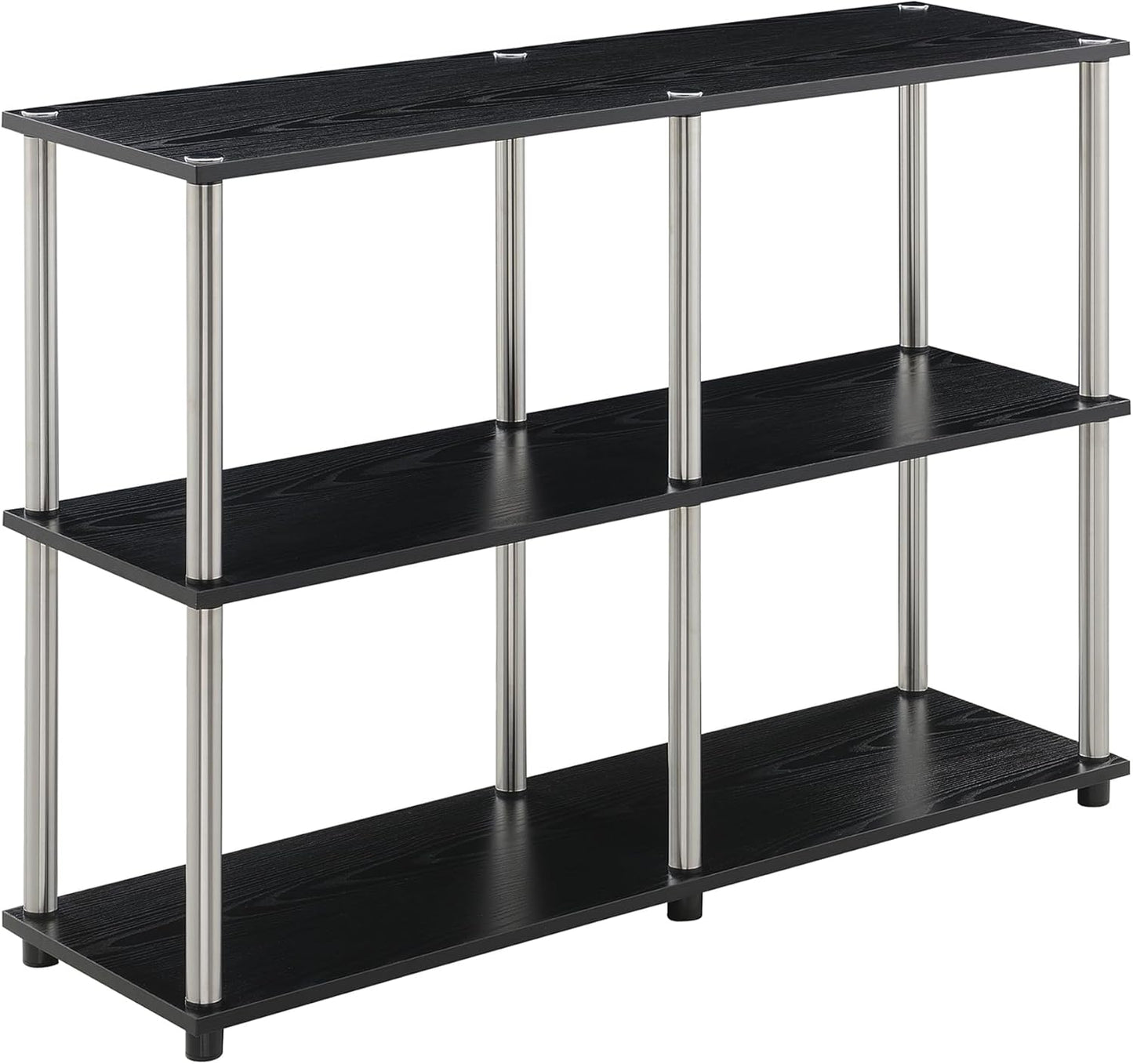 Convenience Concepts Designs2Go No Tools 3 Tier Wide Console Table 42" - Modern Multipurpose Accent with Shelves for TV Media Center, Office Desk Extension, Entryway Display, & Home Storage, Black