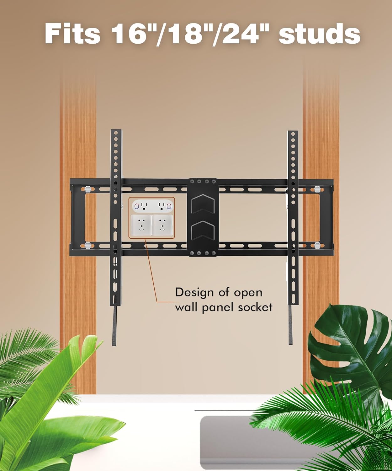 TV Wall Mount for Most 37-82 Inch, Low Profile Tilt Wall Mount TV Bracket for Flat/Curved TVs with Max VESA 600x400mm, Fits 16"-24" Studs Up to 132 lbs, Black