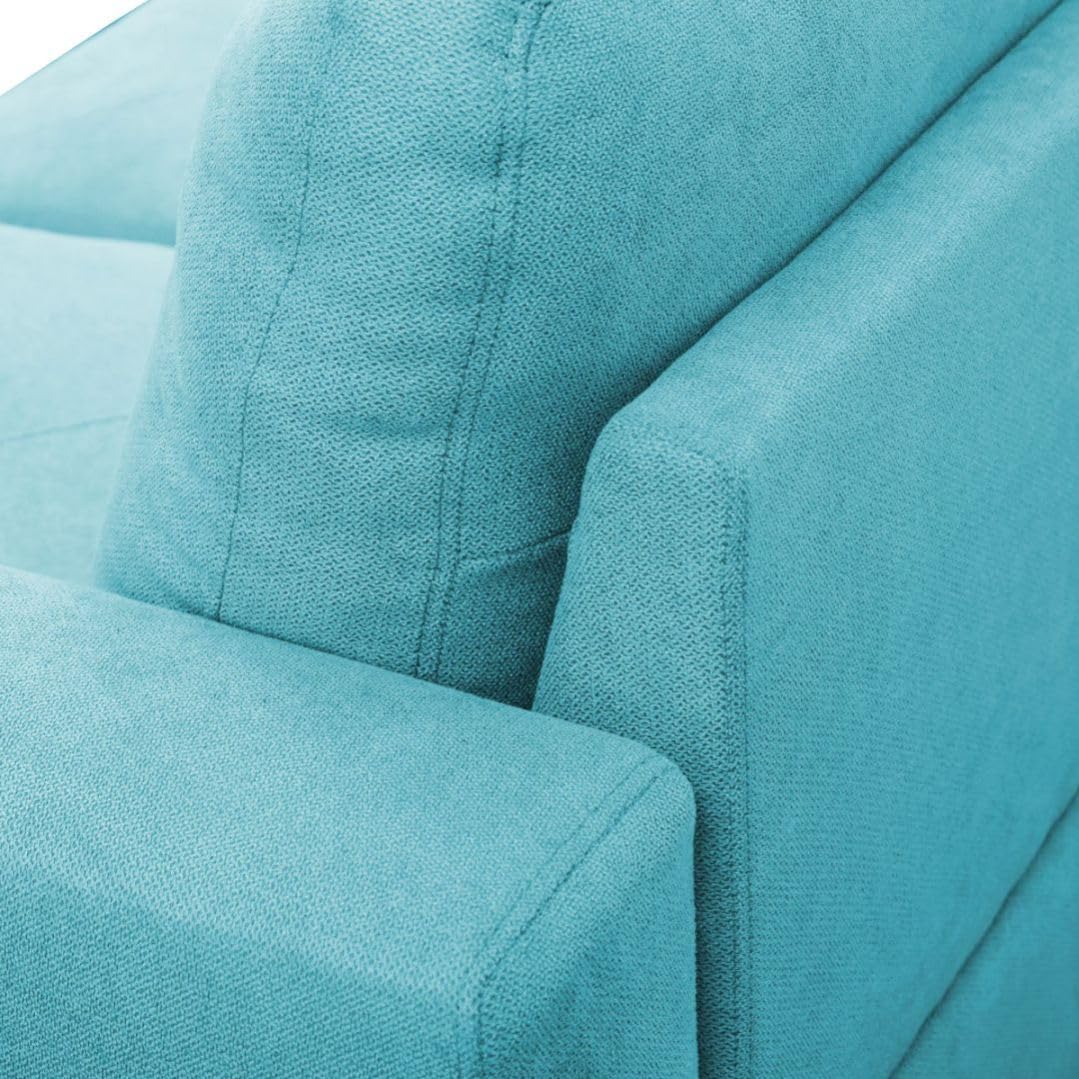 Light Blue L-Shaped 3-Piece Linen Sofa with Storage Ottoman Set, Sectional Couch Sofa Set for Living Room, Office, Small Space