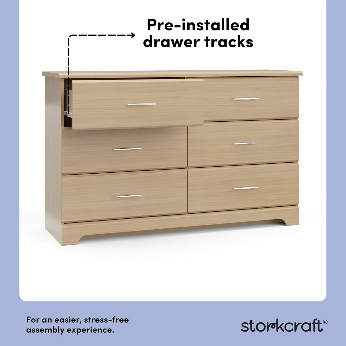 Storkcraft Brookside 6-Drawer Dresser (Driftwood) – GREENGUARD Gold Certified, Nursery & Kids Storage, Nursery Essentials, Kids Room Storage, Durable Bedroom Dresser