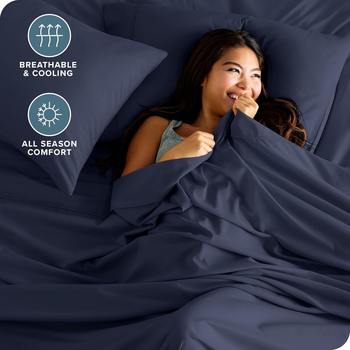 Bare Home Twin XL Sheet Set - College Dorm Size - Luxury 1800 Ultra-Soft Microfiber Twin Extra Long Sheets - Deep Pockets - Easy Fit - Extra Soft - 3 Piece Set - Bed Sheets (Twin XL, Midnight Blue)