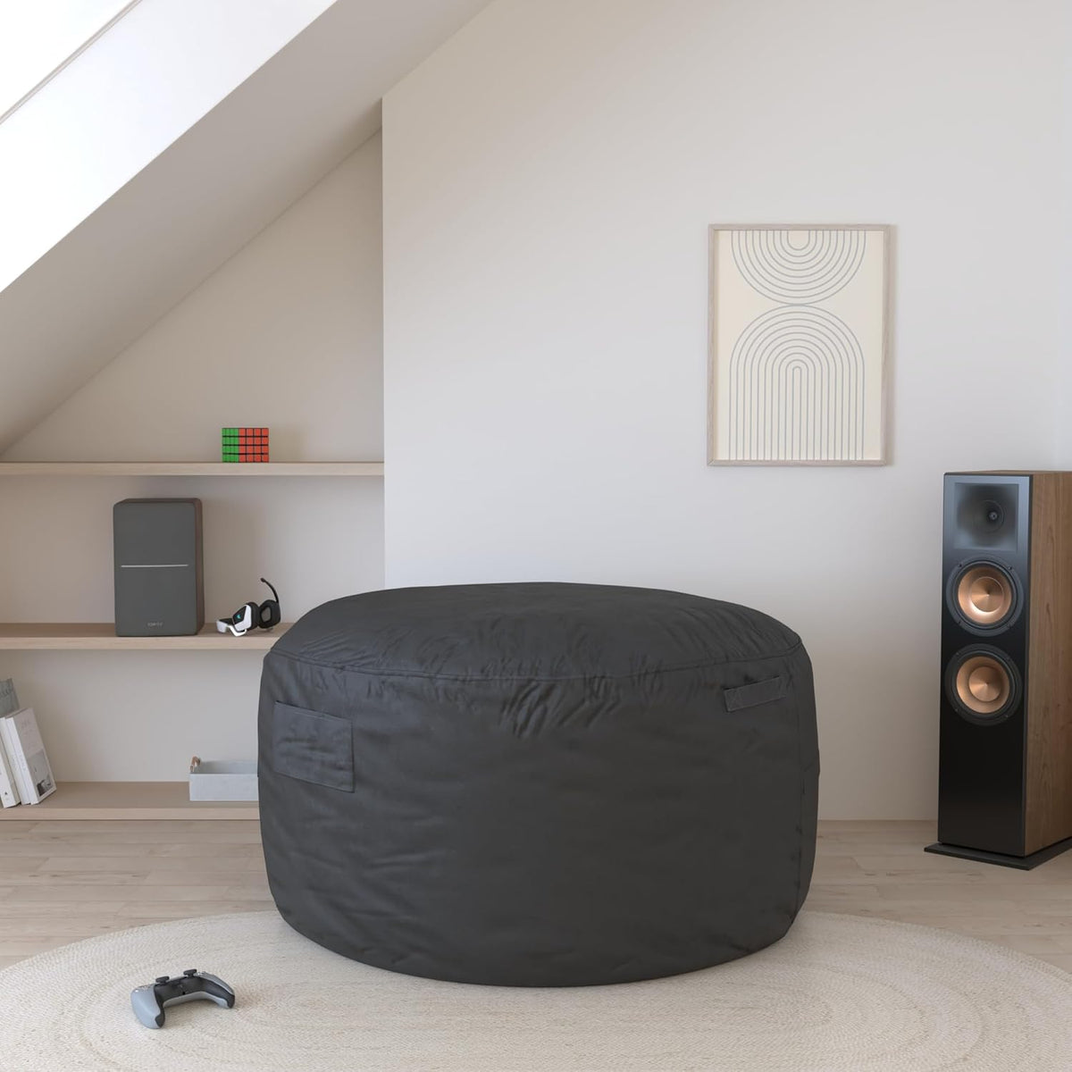 Homguava 6FT Bean Bag Chair Giant BeanBag with Memory Foam Filled, Large Bean Bag Chairs for Adults, Adult Bean Bag Chair with Dutch Velvet Cover for Living Room Bedroom-Black