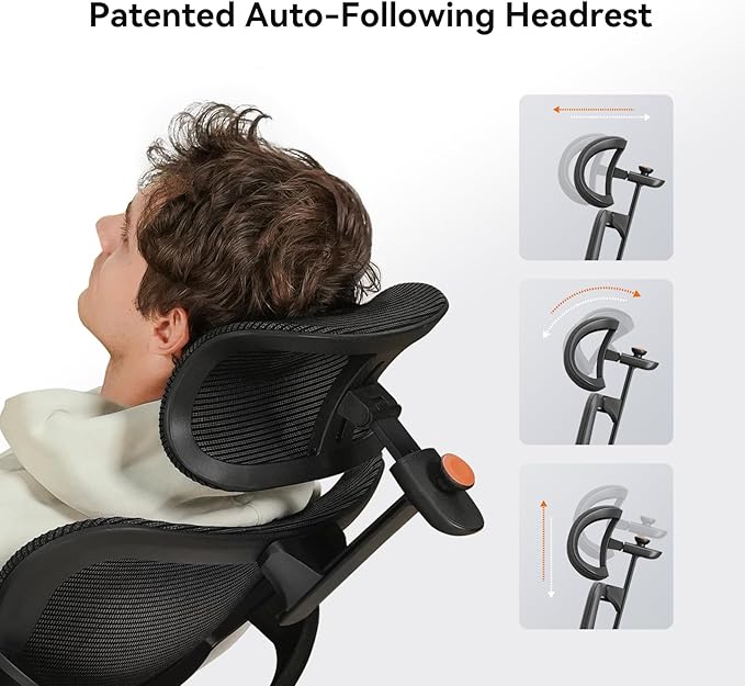 Newtral Ergonomic Office Chair-Home Office Desk Chair with Footrest, Auto-Following Backrest & Headrest, 4D Armrests, 96°-136° Recline