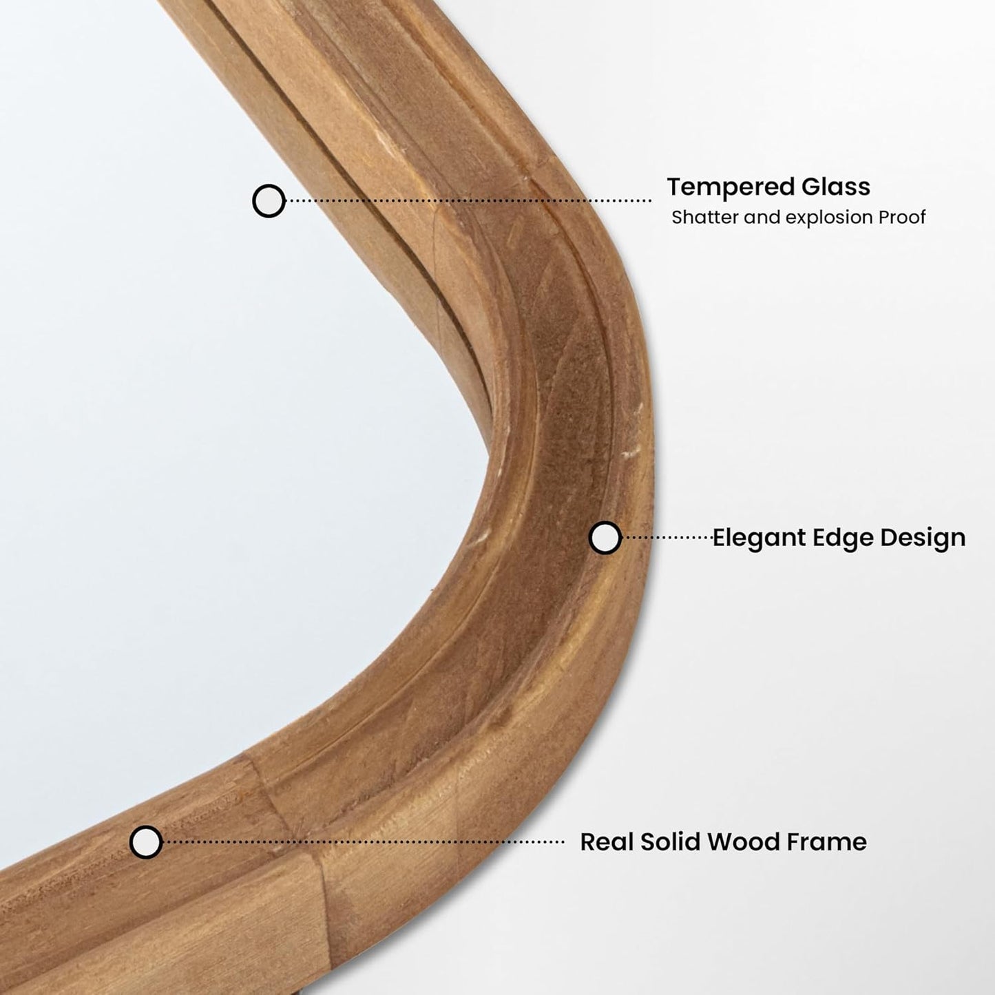 24"x36" Solid Wood Bathroom Mirror Tempered Glass for Wall Mounted, Rustic Wood Frame Wall Mirror Decorative for Bedroom Living Room Vanity Mirror Entryway Mirror, Brown