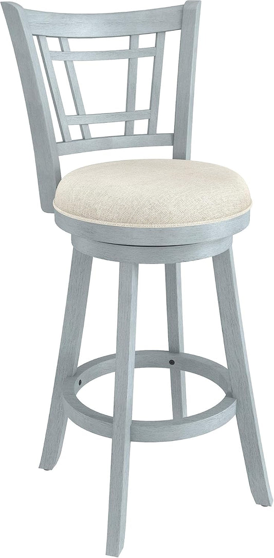 Hillsdale Fairfox 30.5" Wood Swivel Bar Height Stool, Blue Wire Brush
