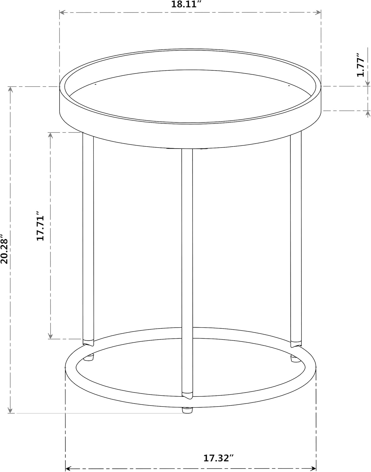 Genoa Round Tray Table with Metal Frame, Espresso