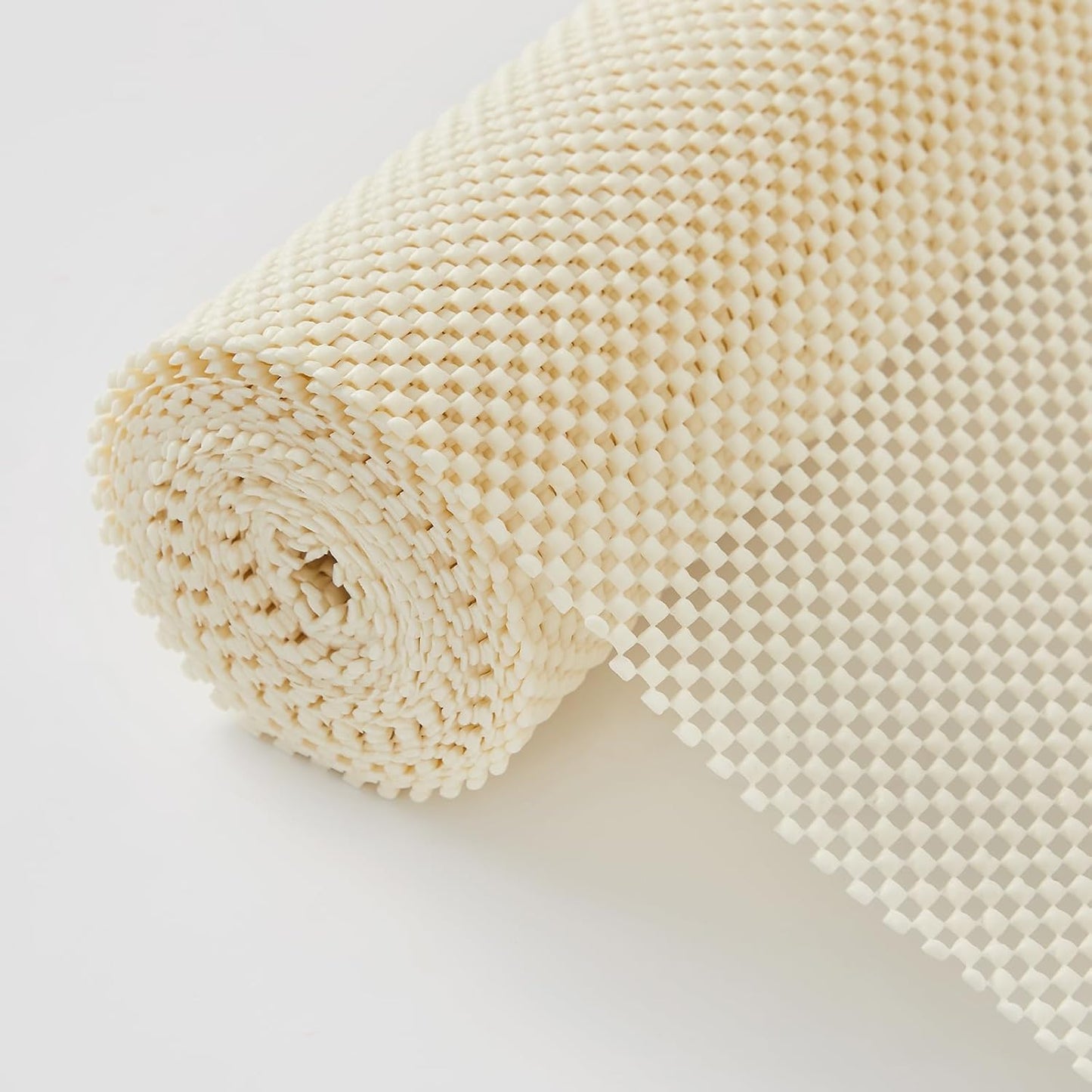 Beautysaid Shelf and Drawer Liner for Kitchen Cabinet, Non Adhesive Non Slip Shelf Paper Thickened for Dresser Pantry Shelve Bathroom Protector Liner Breathable Mat(Cream White Weave,23.6 in x 10 FT)