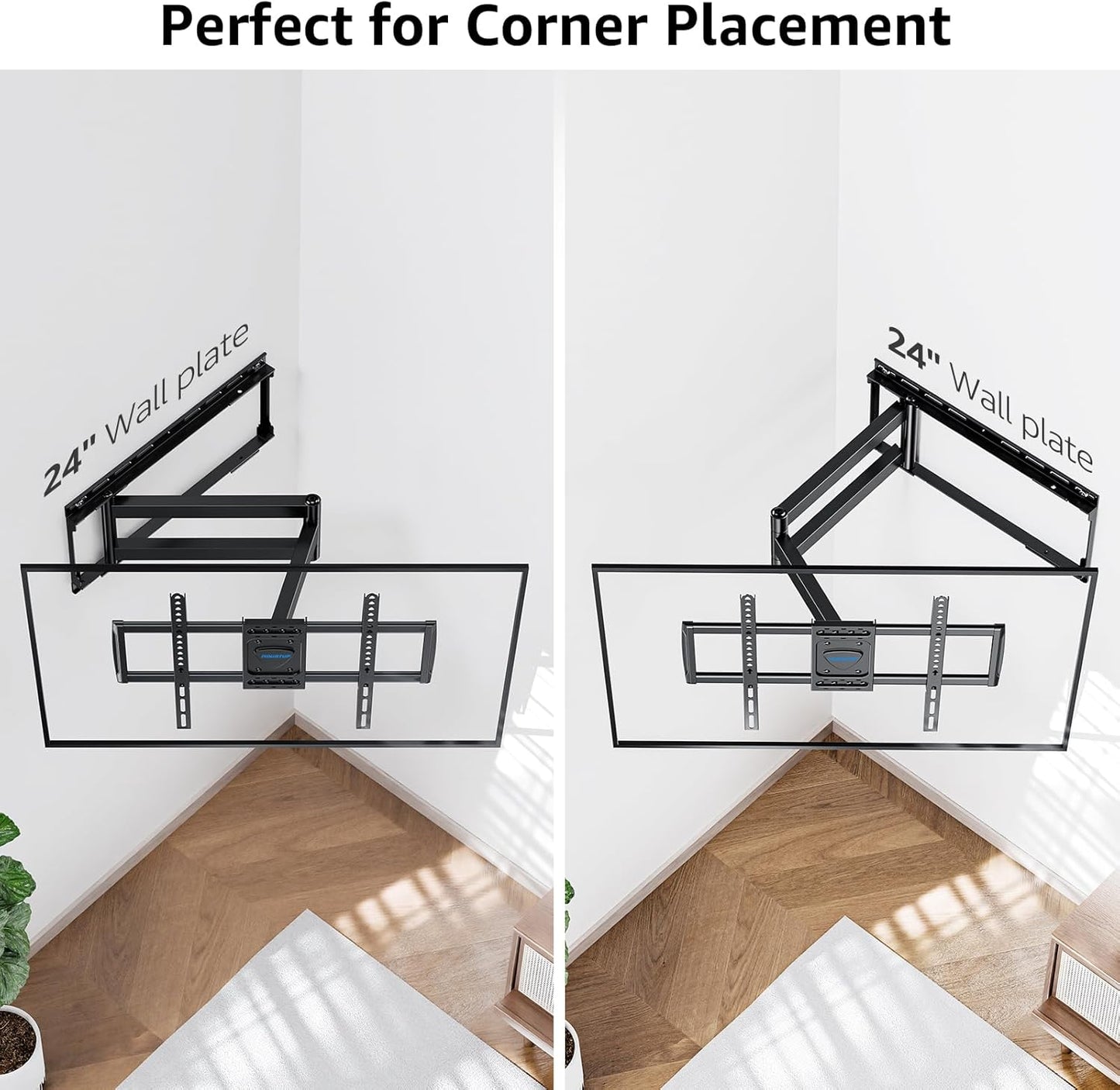 MOUNTUP Long Arm TV Wall Mount for Most 37''-82'' TVs, Corner TV Wall Mount with 30'' Extension Full Motion TVs Mount with Swivel Tilt Max VESA 600x400mm Load Up to 88 LBS, Fit 16/18/24'' Stud MU0019