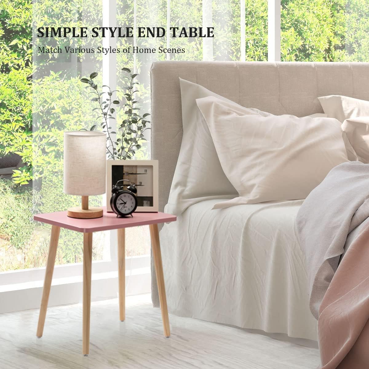 FORAOFUR Side Table Set of 2, Modern Side Table Accent Tables for Small Spaces, Wooden Home Decor, Easy Assembly