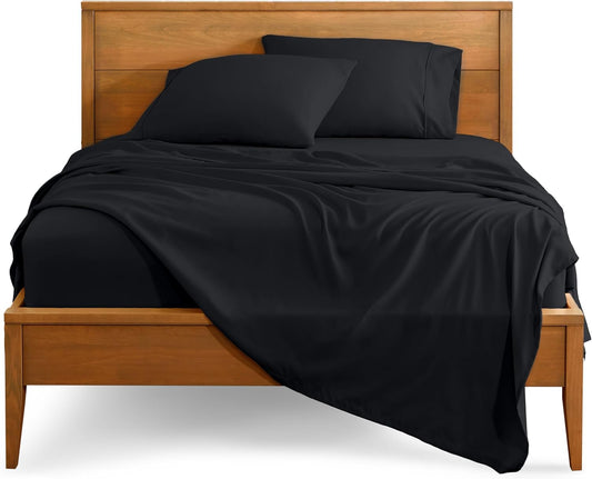 Bare Home Twin Sheet Set - 1800 Ultra-Soft Microfiber Bed Sheets - Double Brushed - Deep Pockets - Easy Fit - Extra Soft - 3 Piece Set - Bedding Sheets & Pillowcases (Twin, Black)