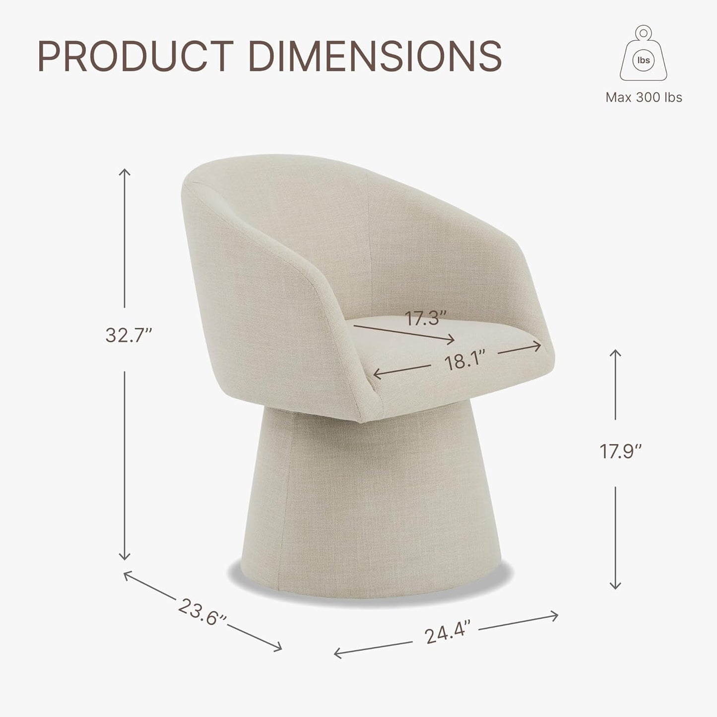 Swivel Dining Chairs Modern Accent Armchair Side Deskchair for Diningroom Vanity Bedroom Livingroom Reading Room,Linen,4 Box