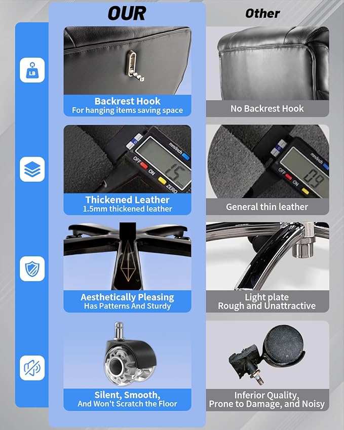 800LBS Big and Tall Office Chair for Heavy People, Extra Wide Seat and Adjustable Lumbar, Heavy Duty Executive Chair with High Back, Large Computer Desk Chair Comfortable for Home Office
